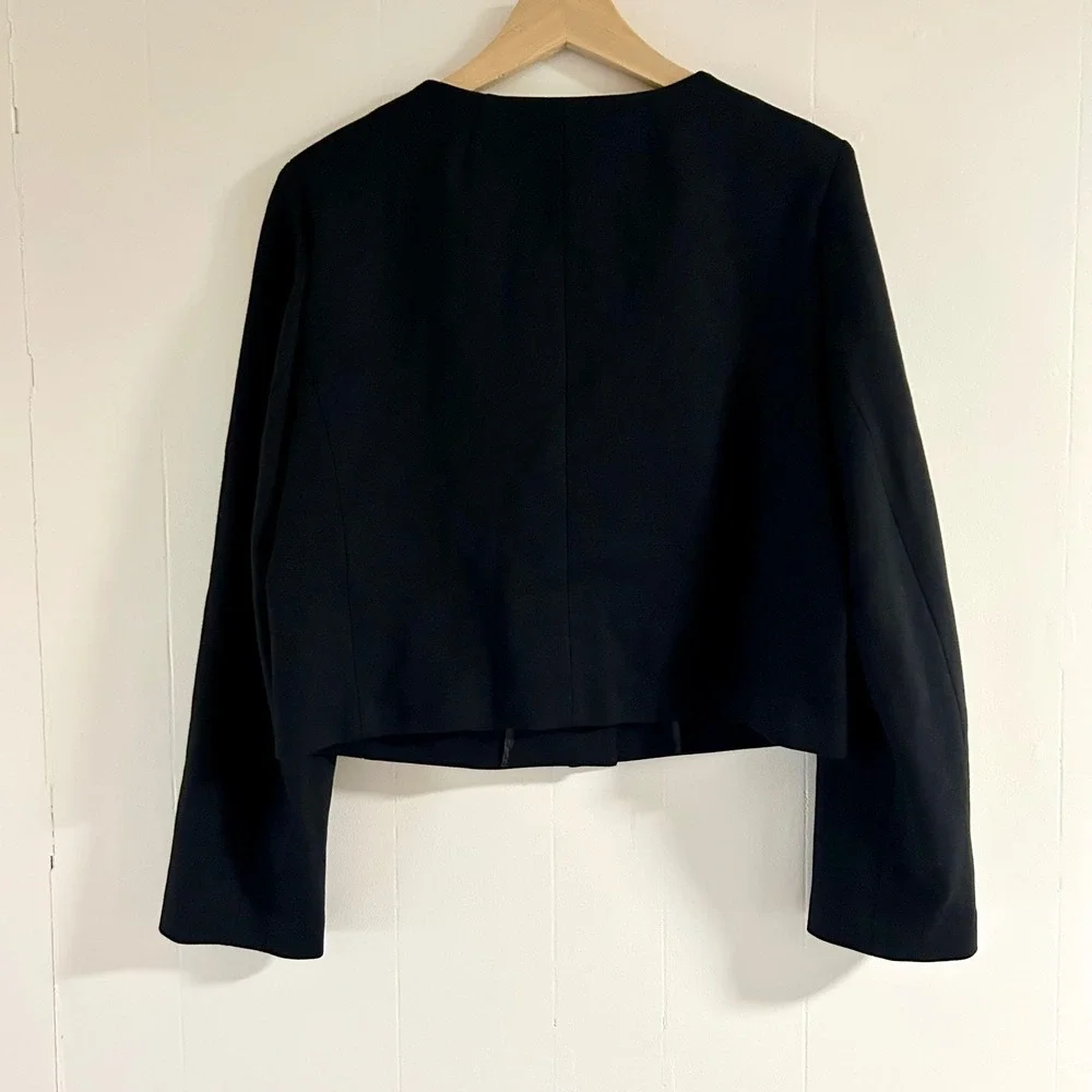 J. Crew Louisa lady jacket‎ in Italian ponte in Black sz 12
